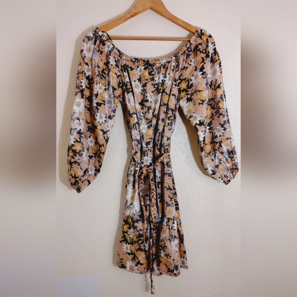 Just In Floral Shimmer Tie Dress